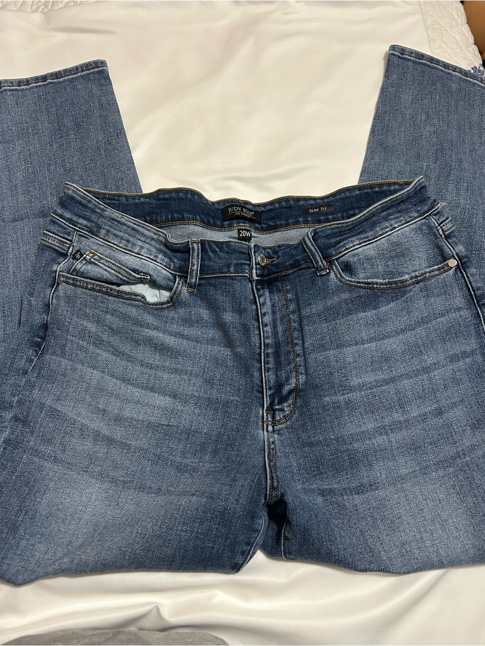 Judy Blue Light Blue Denim Jeans with Brown Patch - Picture 5 of 5